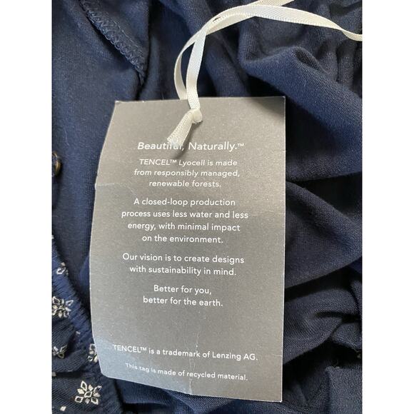 NWT Sz XL Garnet Hill LS Elas Nck Blue Prnt Waistbnd Tie Pkts Wide Leg Jump Suit - Picture 9 of 15